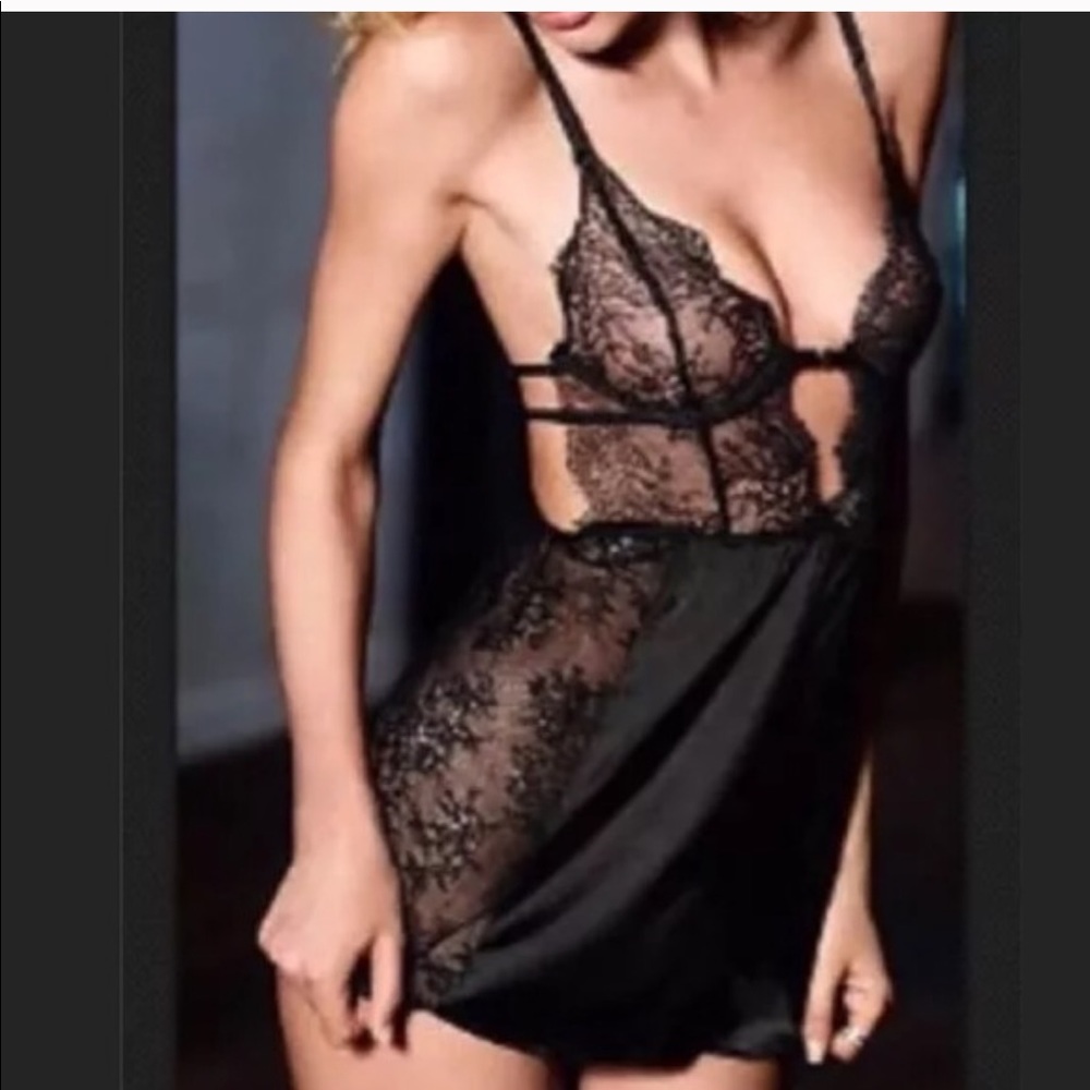 VS Chantilly Lace Satin Babydoll slip